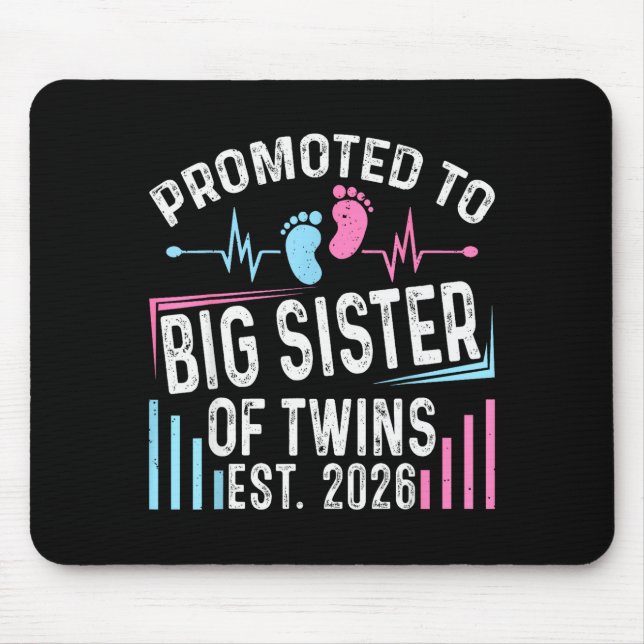 Alfombrilla De Ratón Promoted To Big Sister Of Twins Est 2026 Baby Show (Frente)