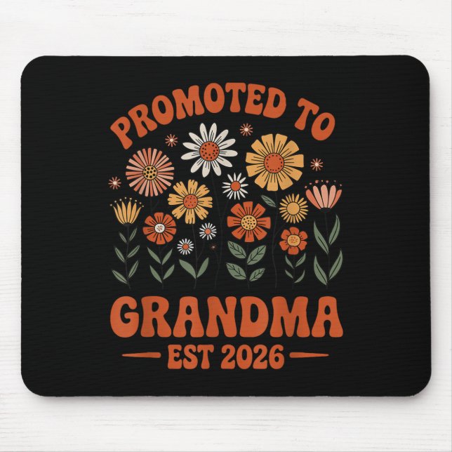 Alfombrilla De Ratón Promoted To Grandma 2026 Grandma 2026 Floral Retro (Frente)