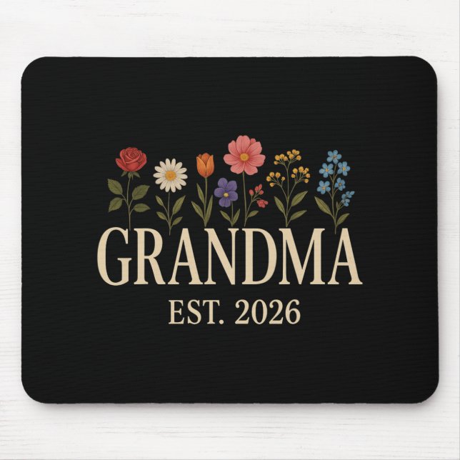 Alfombrilla De Ratón Promoted To Grandma 2026 Pregnancy Flower New Gran (Frente)