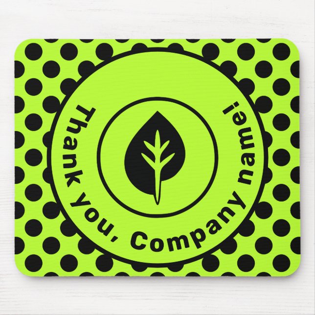 Alfombrilla De Ratón Promotional Logo Name Black & Lime Polka Dot  (Frente)