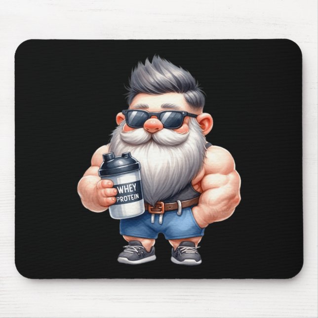 Alfombrilla De Ratón Proteína de suero Gnome Dad Funny Bodybuilder Gráf (Frente)