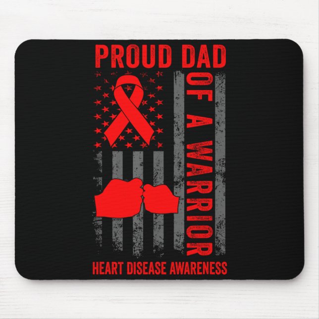 Alfombrilla De Ratón Proud Dad Of A Heart Warrior American Flag Heart D (Frente)