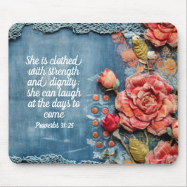 Alfombrilla De Ratón Proverbs 31:25 Mousepad Inspiring Bible Verse