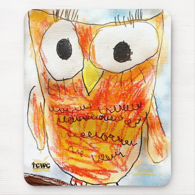 Alfombrilla De Ratón Proyecto del arte de la juventud del búho el | del (Frente)