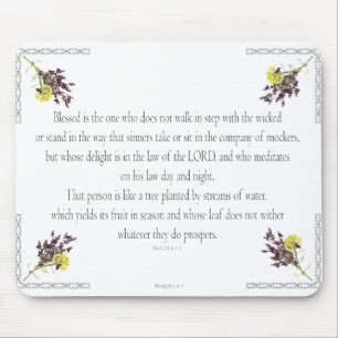 Alfombrilla De Ratón PSALM 1:1-3 Diseño botánico,