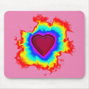 Alfombrilla De Ratón Psicodelia Aura de doble corazón