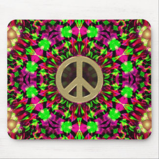 Alfombrilla De Ratón Psicodelia Kaleidoscope Gold Peace Mousepad