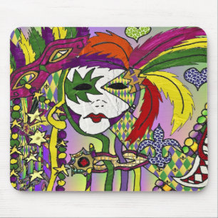 Alfombrilla De Ratón Psicodelic Mardi Gras Feather Mask Gifts Appartal