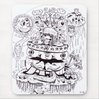 Alfombrilla De Ratón Psicodélico blanco y negro
