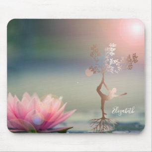 Alfombrilla De Ratón Psicólogo Silueta de árbol de loto Yoga