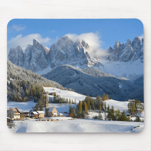 Alfombrilla De Ratón Pueblo de las dolomías en mousepad del invierno (Frente)