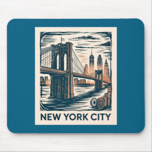 Alfombrilla De Ratón Puente de Brooklyn Ciudad de Nueva York Bold Retro