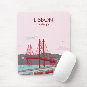Alfombrilla De Ratón Puente de Lisboa sobre el río Tajo al estilo vinta