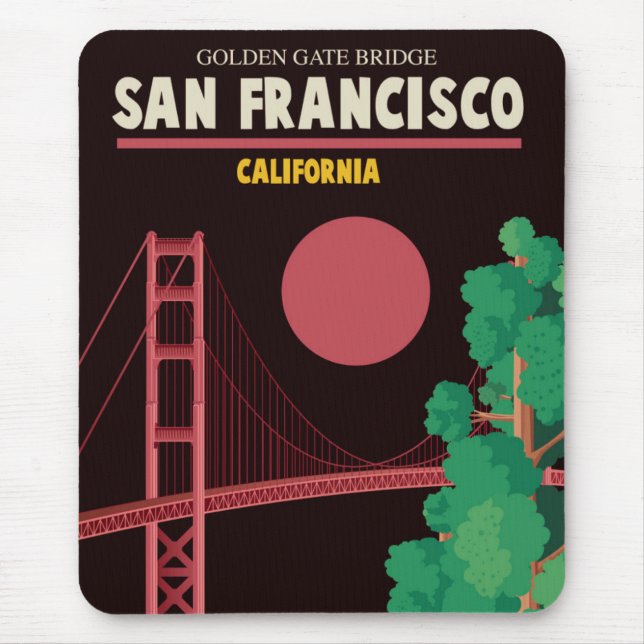 Alfombrilla De Ratón Puente Golden Gate en la noche (Frente)