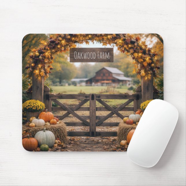 Alfombrilla De Ratón Puerta de granja de otoño con arco (Con ratón)