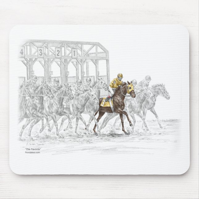 Alfombrilla De Ratón Puerta de inicio de la carrera de caballos (Frente)
