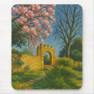 Alfombrilla De Ratón Puerta de la Blossom - Pintura de jardín encantada