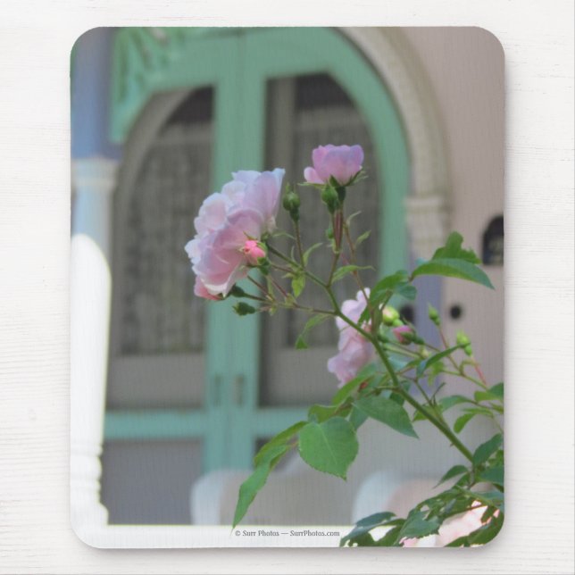 Alfombrilla De Ratón Puerta verde y Rosa - Viñedo de Martha (Frente)