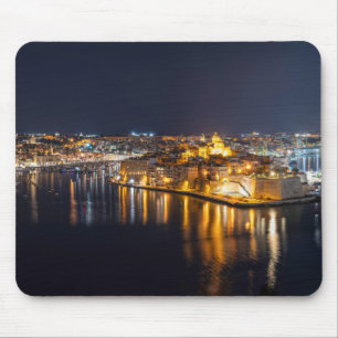 Alfombrilla De Ratón Puerto de Malta iluminado por la noche