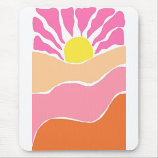 Alfombrilla De Ratón Puesta de sol boho rosa pálido y naranja