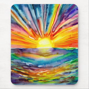 Alfombrilla De Ratón Puesta de sol colorida y vibrante sobre el agua