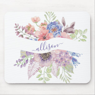 Alfombrilla De Ratón Puesta de sol en acuarela floral personalizada 