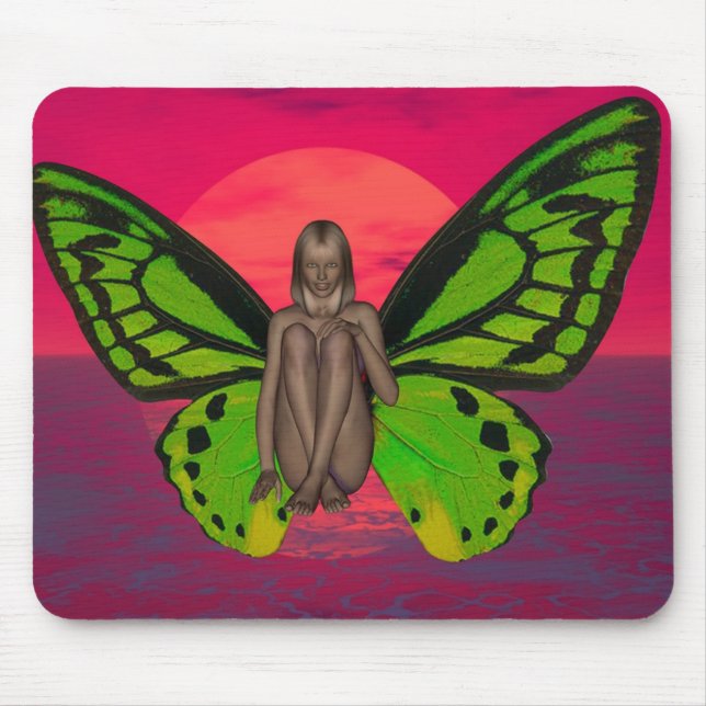 Alfombrilla De Ratón Puesta de sol mariposa (Frente)