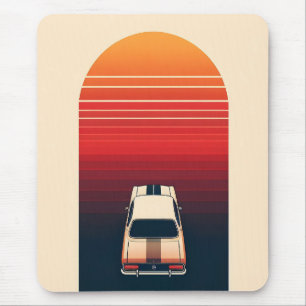 Alfombrilla De Ratón Puesta de sol retro minimalista viaje en coche vin