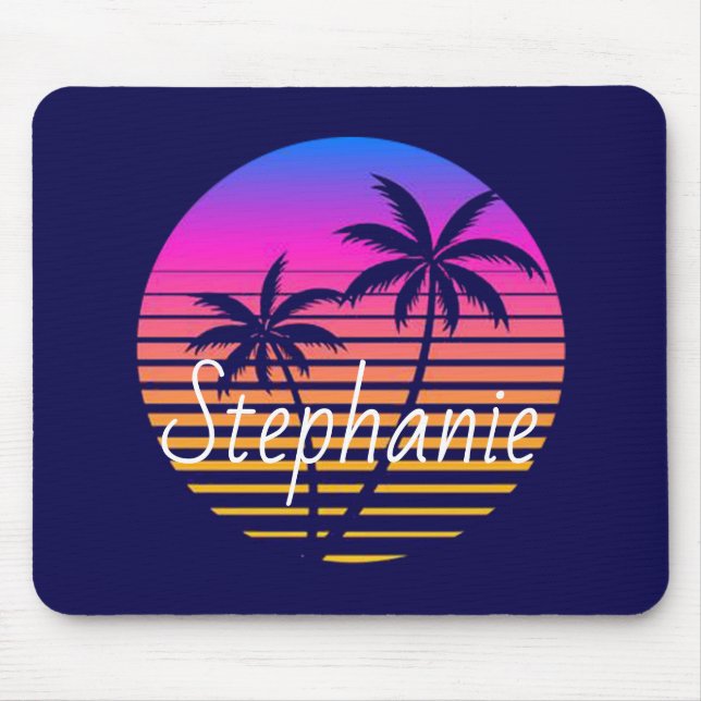 Alfombrilla De Ratón Puesta de sol retro personalizada  (Frente)