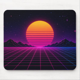 Alfombrilla De Ratón Puesta de sol retro synthwave