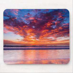 Alfombrilla De Ratón Puesta de sol roja sobre el mar, California