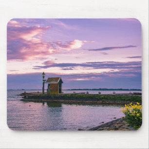 Alfombrilla De Ratón Puesta de sol rosa sobre el lago