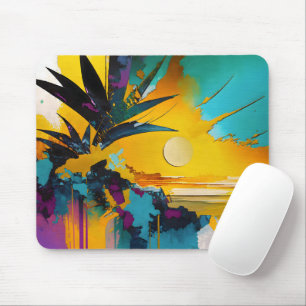 Alfombrilla De Ratón Puesta de sol tropical – Arte costero abstracto