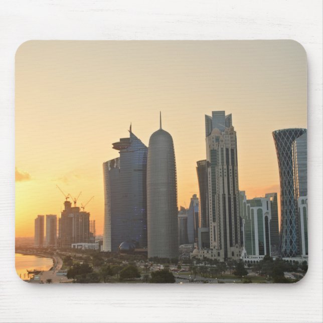 Alfombrilla De Ratón Puesta del sol sobre mousepad de Doha, Qatar (Frente)