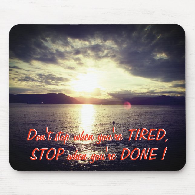 Alfombrilla De Ratón Puesta del sol y cita de motivación (Frente)