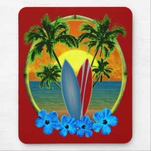 Alfombrilla De Ratón Puesta del sol y tablas hawaianas