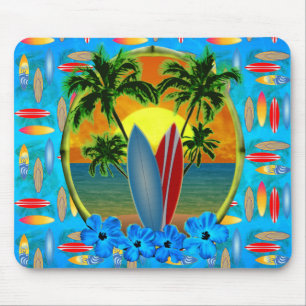 Alfombrilla De Ratón Puesta del sol y tablas hawaianas