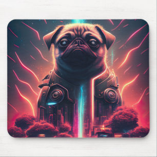 Alfombrilla De Ratón Pug Adorable con Disfraz de Robot Futurista