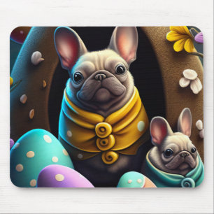 Alfombrilla De Ratón Pug Adorable con Huevos de Pascua Festividad y Cut
