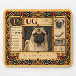 Alfombrilla De Ratón Pug, Arte de Bestiario Medieval