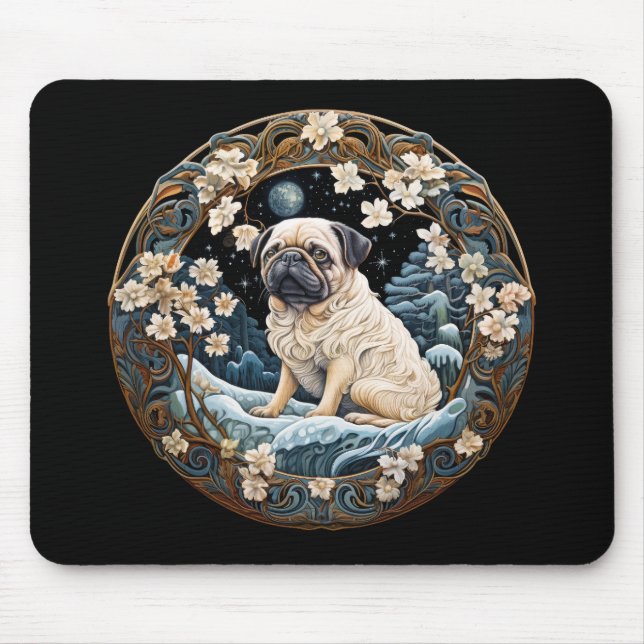 Alfombrilla De Ratón Pug Artístico (Frente)