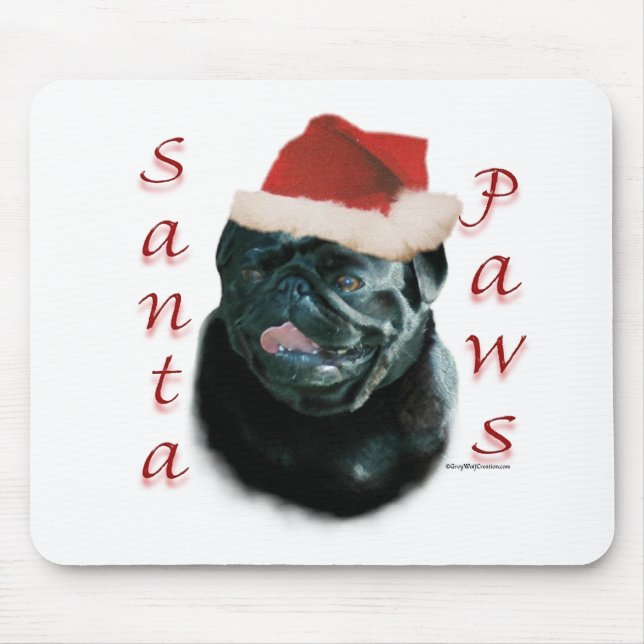 Alfombrilla De Ratón Pug (blk) Santa Paws (Frente)