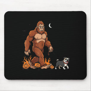 Alfombrilla De Ratón Pug caminando Bigfoot Halloween perro Sasquatch di