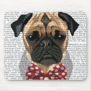 Alfombrilla De Ratón Pug con corbata de remolino con manchas rojas