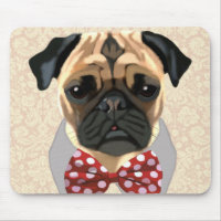 Pug con cordón de remolque rojo y blanco