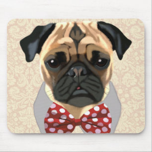 Alfombrilla De Ratón Pug con el zapato rojo y blanco