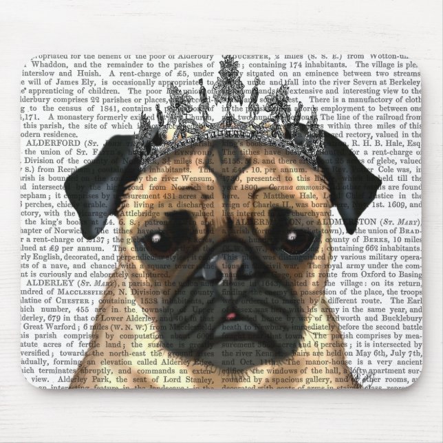 Alfombrilla De Ratón Pug Con Tiara (Frente)