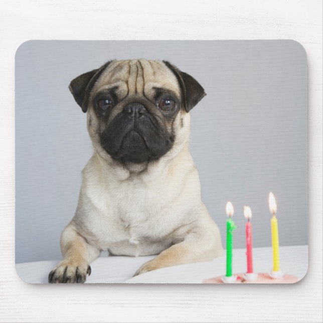 Alfombrilla De Ratón Pug de cumpleaños (Frente)