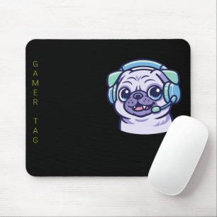 Alfombrilla De Ratón Pug de Gamer Personalizado Negro Verde Ácido Profe