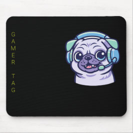 Alfombrilla De Ratón Pug de Gamer Personalizado Negro Verde Ácido Profe